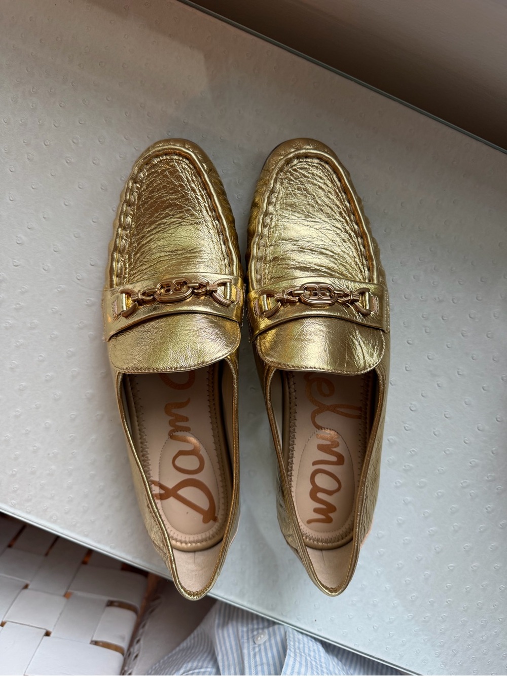 Sam Edelman Metallic Gold Leather Bit Loafers